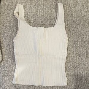 Babaton Ribbed Square-Neck Tank Top - Cream
